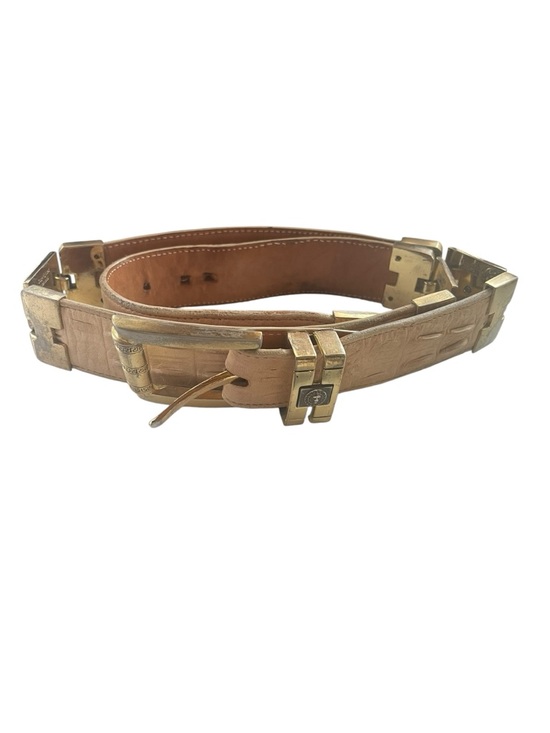 Holister Y2K Croc Embossed Leather Waist Belt Gold Hardware Statement | Size 36 main image 14
